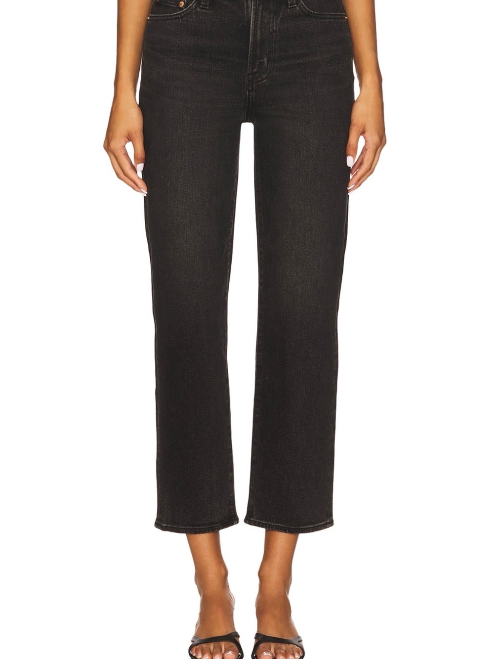 pistola Charlie Black High-Rise Cropped Straight Jeans